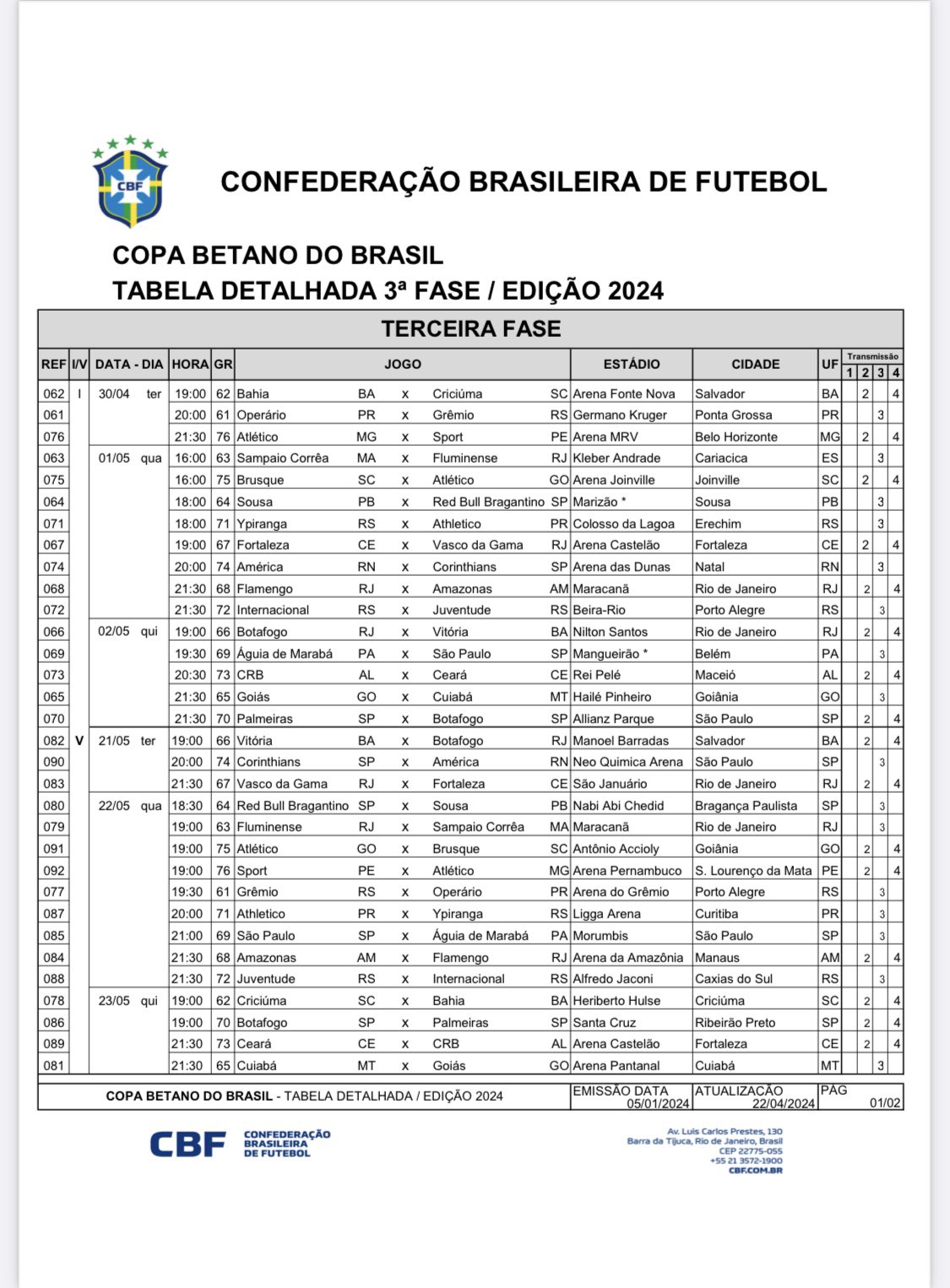 CBF define data e horário para América X Corinthians; veja